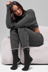Unisex Wool Cashmere Light Frosted Sock - Dark Slate Grey/Ivory