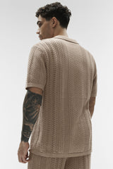 Coastline Knit Short Sleeve Polo - Gravel