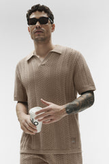 Coastline Knit Short Sleeve Polo - Gravel