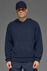 Textured Knit Hoodie - Navy