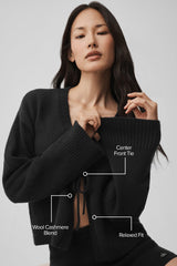 Wool Cashmere New Class Tie Cardigan - Black