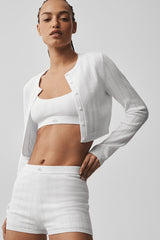 Pointelle Sweater Be Mine Cardigan - Semi Sheer White