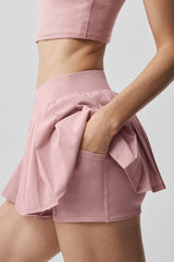 Double Or Nothing Tennis Skirt - Vintage Pink