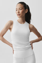Ribbed En Pointe Tank - White