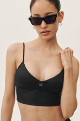 Linen Blend Riviera Bra - Black