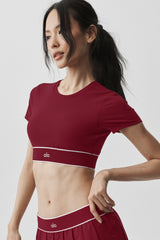 ALO Softsculpt Amp It Up Short Sleeve Bra - Summer Romance Red