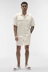Satin Horizon Short Sleeve Button Up - Bone