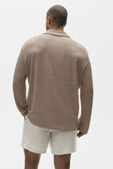 Linen Jersey Coastal Long Sleeve Pullover - Gravel