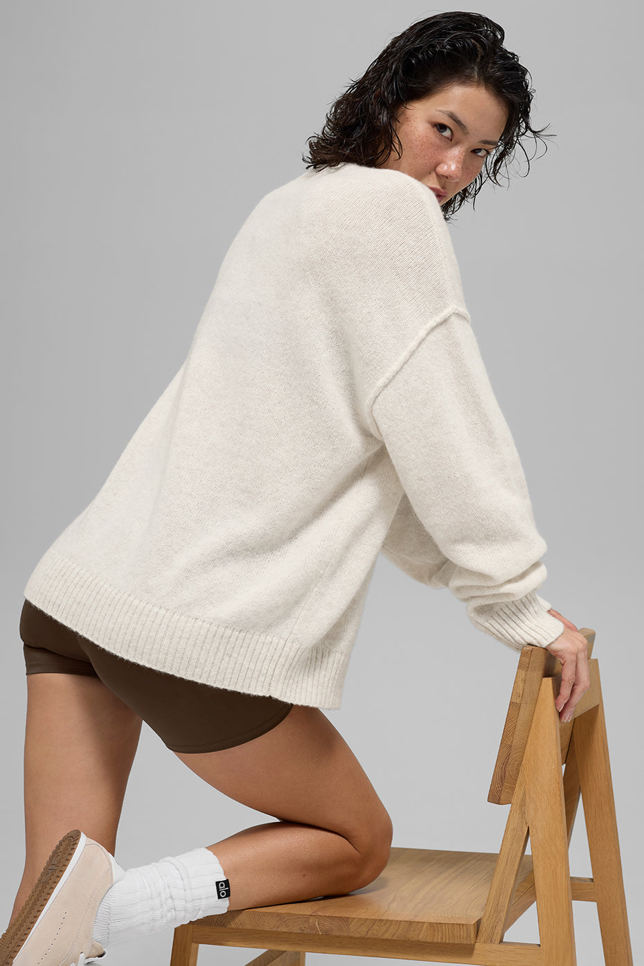 Unisex Wool Cashmere New Class Crewneck Sweater - Bone Heather