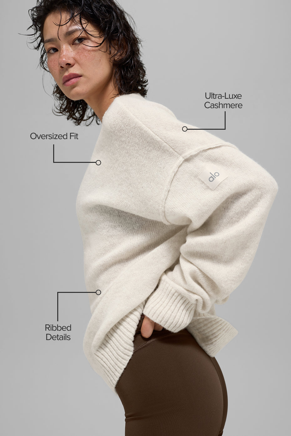Unisex Wool Cashmere New Class Crewneck Sweater - Bone Heather