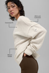 Unisex Wool Cashmere New Class Crewneck Sweater - Bone Heather