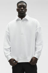 Take It Easy Long Sleeve Henley Pullover - White
