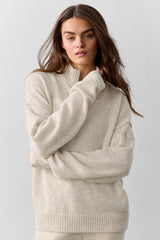 Wool Cashmere New Class 1/4 Zip Pullover - Oatmeal Heather