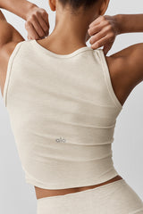 Ribbed Modal Henley Tank - Oatmeal Heather