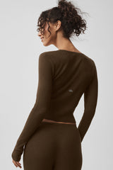 Sweater Knit Unwind Long Sleeve - Espresso