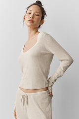 Sweater Knit Unwind Long Sleeve - Oatmeal Heather