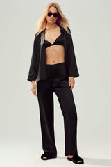 Silk Luminous Button Up - Black