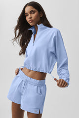 Cropped 1/4 Zip Alumni Pullover - Light Provence Blue