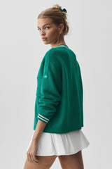 Tennis Club Sweater Knit Cardigan - Emerald Isle/Ivory