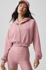 Sweet Escape Zip Up Hoodie - Vintage Pink