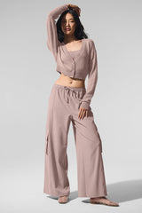 Sheer Cashmere Cropped Cardigan - Taupe