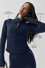 Airbrush Corset Full Zip Jacket - Navy