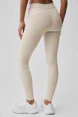 Alosoft High-Waist Heart Throb Legging - Oatmeal Heather/White