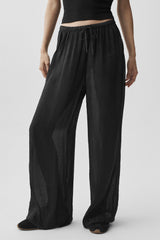 Semi-Sheer Golden Hour High-Waist Straight Leg Pant - Black