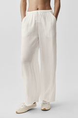 Semi-Sheer Golden Hour High-Waist Straight Leg Pant - Ivory