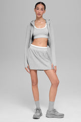Alosoft Better Together Tennis Skirt - Athletic Heather Grey/White