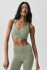 Seamless Two Tone Rib Bra - Dune Grass Heather