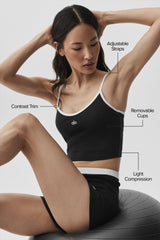 Goddess Ribbed First Pick Bra Tank - Black/White